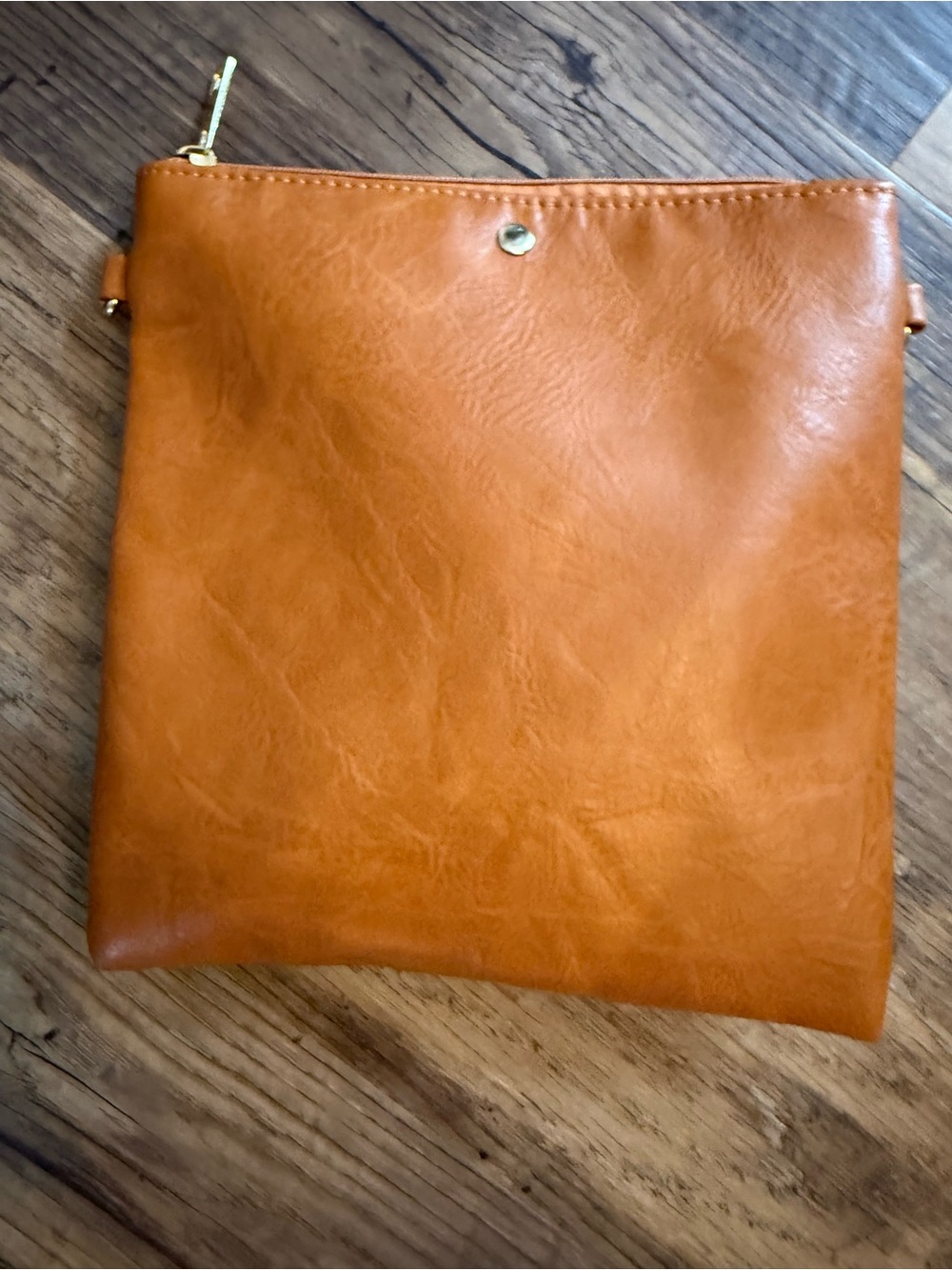 Ah•Dorned vegan leather crossbody bag/pouch w/ camo strap New - camel brown - Picture 7 of 13